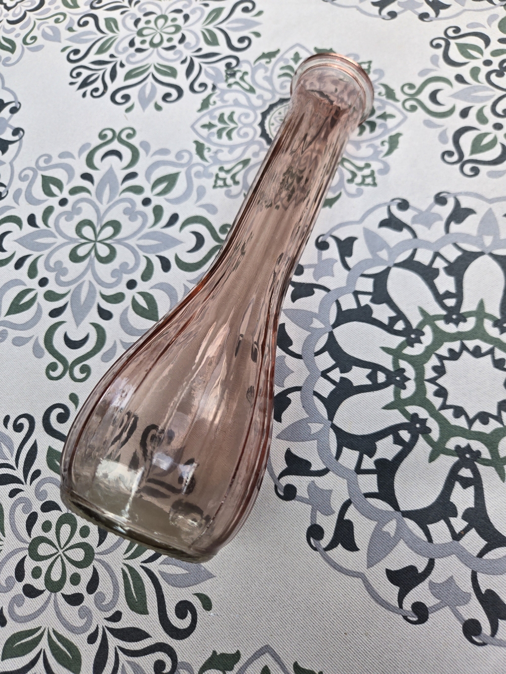 Blush Pink Ribbed Glass Bud Vase